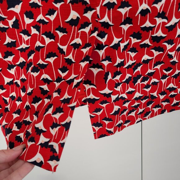 Boden Red Floral Print Cotton Pencil Skirt Size US 12 - Picture 5 of 12